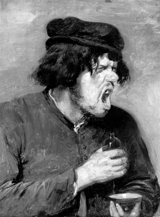 Адриан Броувер. «Горький напиток», ок. 1635–1638. Голландцы первыми в живописи начали рассматривать людей крупным планом в момент трапезы. До того художники обходились без процедуры запихивания в рот и вкус не влиял на гримасы едоков.